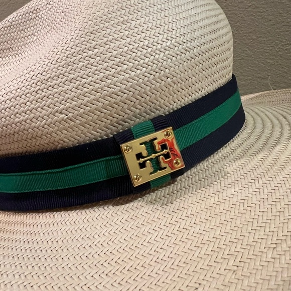 Tory Burch Cream Hat with Green and Black Band - Picture 4 of 6